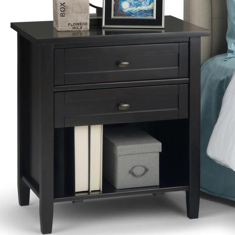Simpli Home Warm Shaker 24"W Solid Wood Bedside Table with Two Drawers