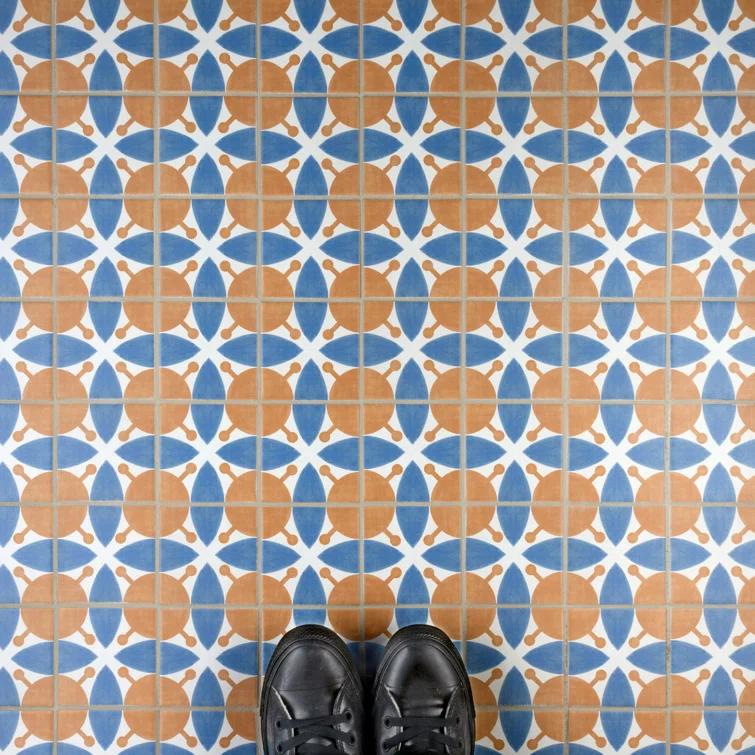 Merola Tile Revival Leaf Mini 4" x 4" Ceramic Patterned Wall & Floor Tile