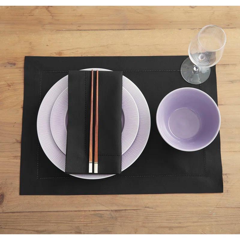 Solino Home Cotton Linen Hemstitch Dinner Napkins (Set of 4)