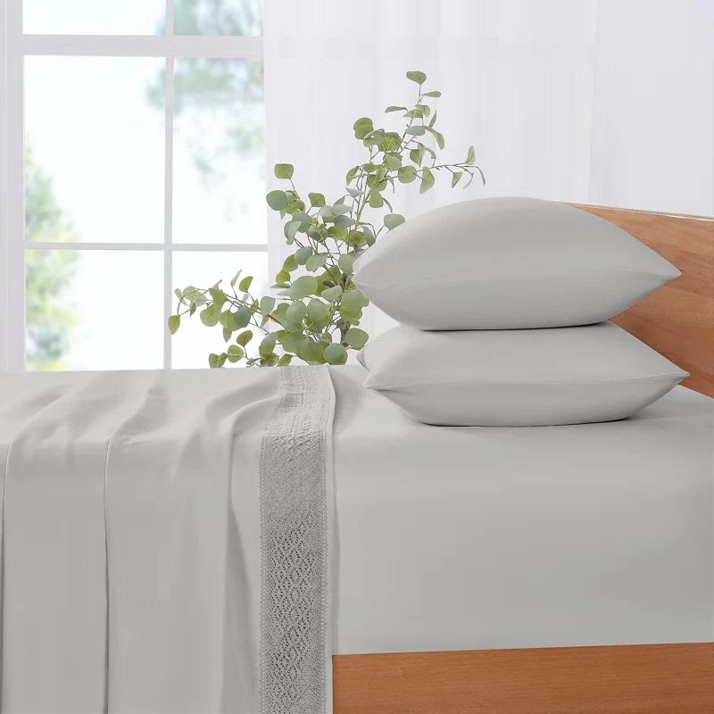 Modern Threads Modern Threads 4 Piece Microfiber Sheet Set – Soft Cooling Bed Sheets with Crochet Lace – Deep Pocket, Wrinkle Free, Breathable, Hotel Luxury Bedding