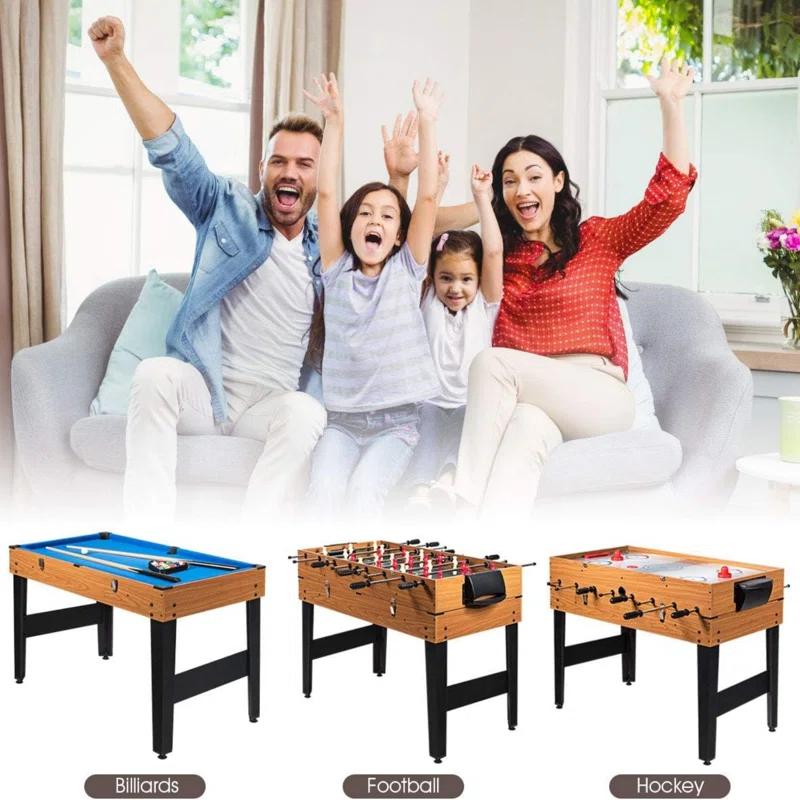 JETEHO Multi Game Table, 3-In-1 48" Combo Game Table W/Soccer, Billiard, Slide Hockey, Wood Foosball Table, Perfect For Game Rooms, Arcades, Bars, Parties, Family Night