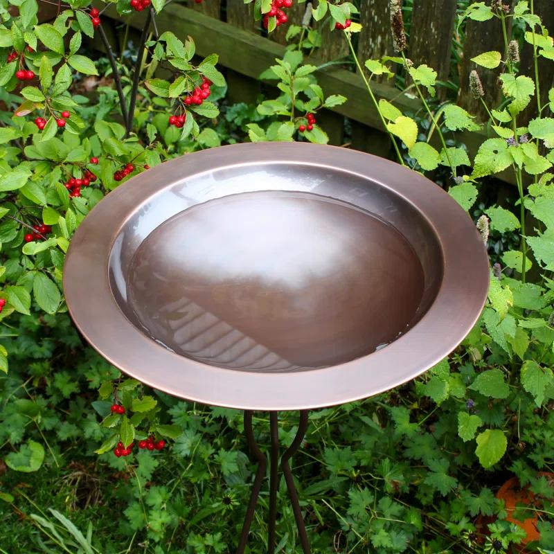 18" Classic Copper Birdbath with Tripod Stake