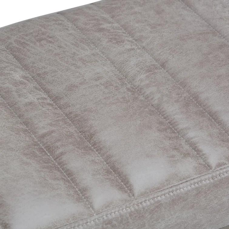 Simpli Home Casey 48"W Distressed Vegan Leather Ottoman Bench with Quilted Vertical Stitching