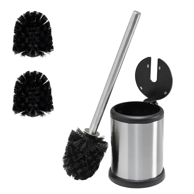 Bath Bliss Bath Bliss 2 Pack Self Closing Lid Toilet Brush and Holder 2 Pack Replacement Brushes