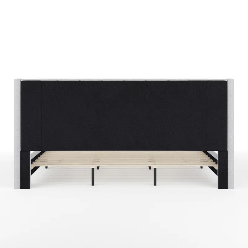 Martha Stewart Martha Stewart Kay Upholstered Platform Bed With Channel Stitched Wingback Headboard