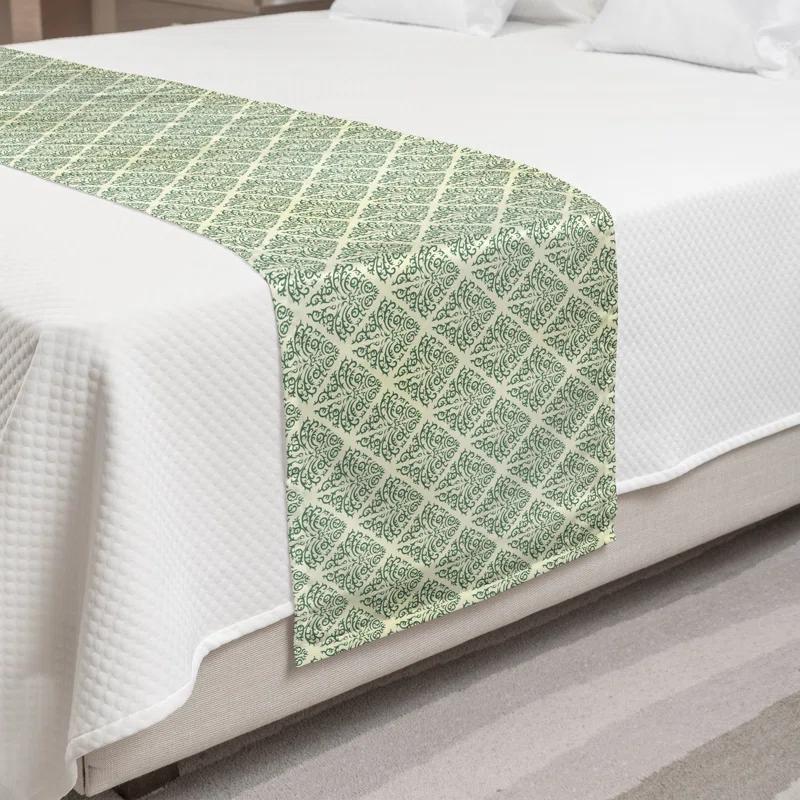 Ambesonne Ambesonne Abstract Green Bed Runner Victorian Damask Art Jade Green Pastel Green