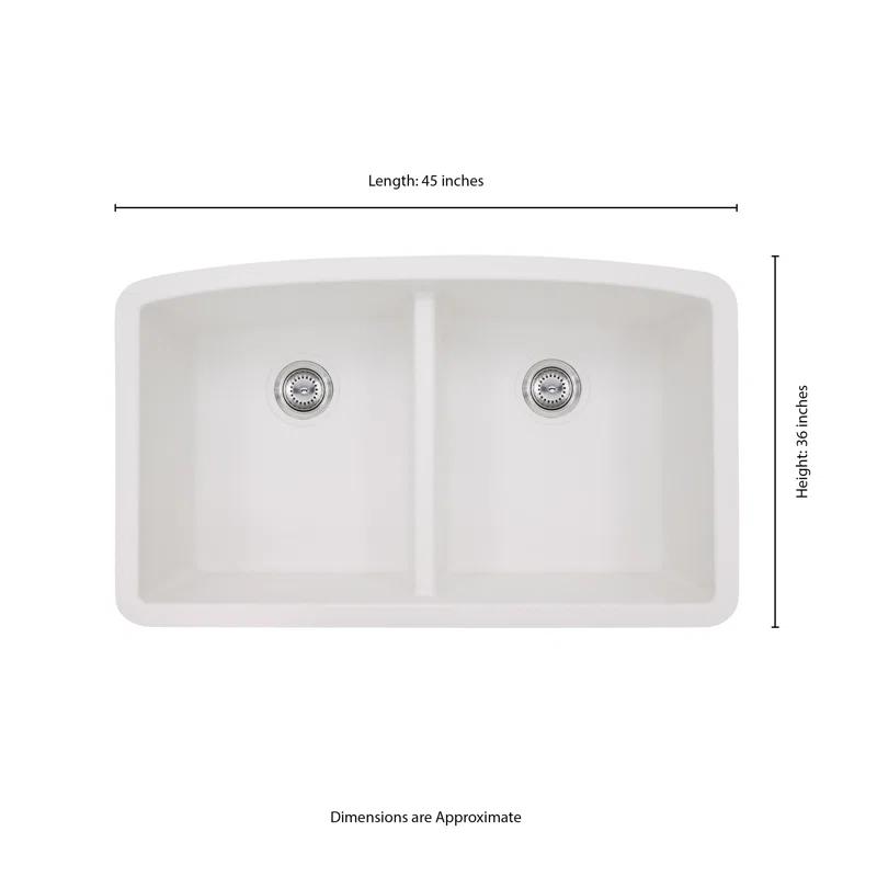 MSI WAY-QTZ-DBSNK-5050-003 Quartz 32"x19" Undermount 50/50 Double Bowl Kitchen Sink