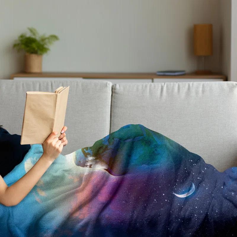 Ambesonne Ambesonne Space Fleece Throw Blanket Cosmos Vibrant SceneryBlue Violet