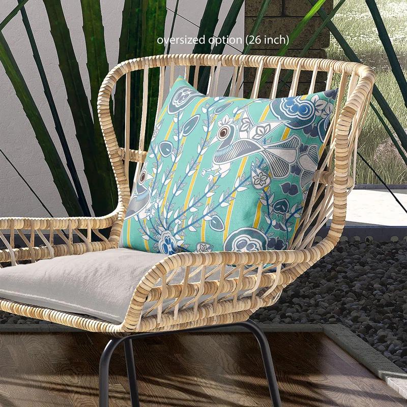 AmritaSen Floral Indoor/Outdoor Reversible Throw Pillow