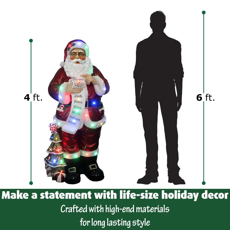 Fraser Hill Farm Indoor/Outdoor 4 ft. Christmas Santa Claus Holding Scroll & Reviews | Wayfair