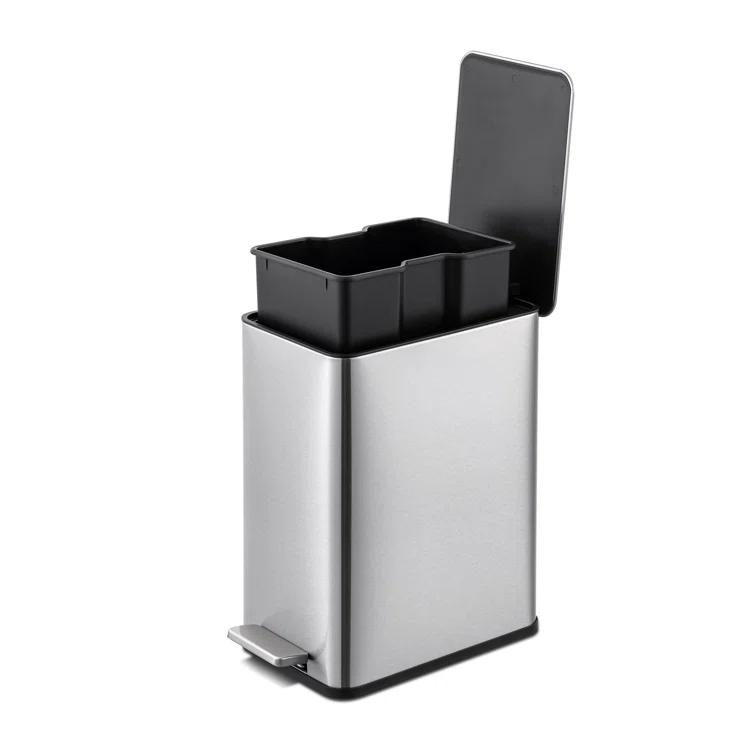 Wayfair Basics® 2.6 Gallon Stainless Steel Rectangular Step On Bathroom Trash Can