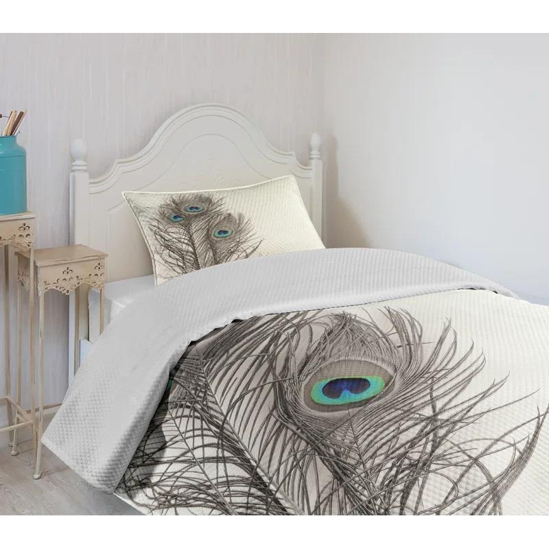 Ambesonne Peacock Bedspread Feathers of Exotic Bird