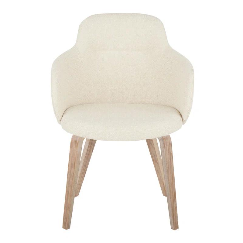 Boyne Contemporary Dining/Accent Chair In Whitewashed Wood And Cream Noise Fabric - Set Of 2 (Set of 2)
