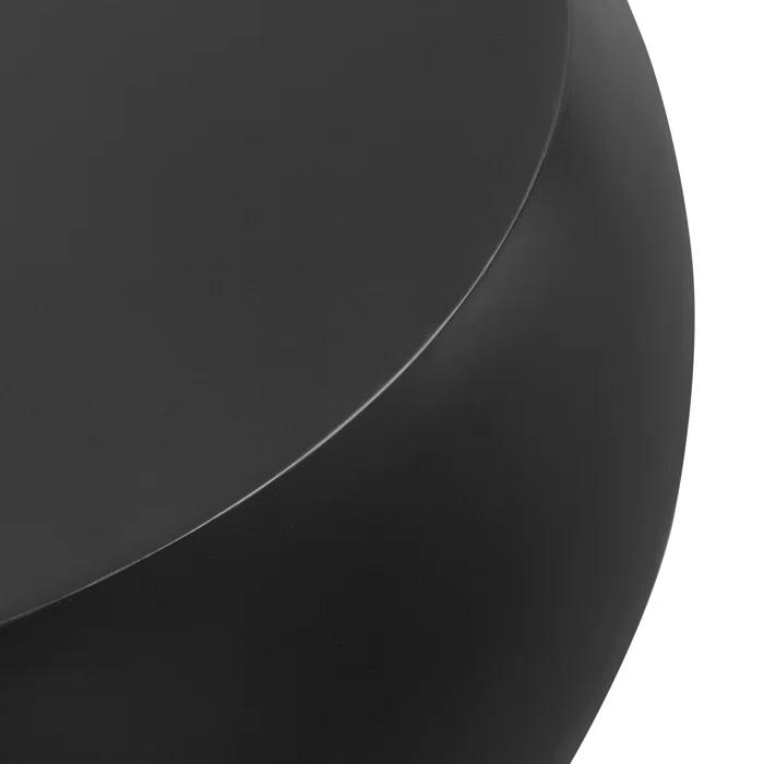 Round Ivory Concrete Outdoor Coffee Table with Storage