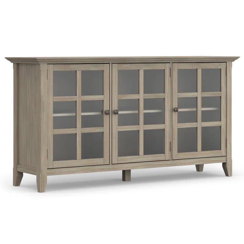 Simpli Home Acadian Wood 62" Transitional Cabinet in Gray