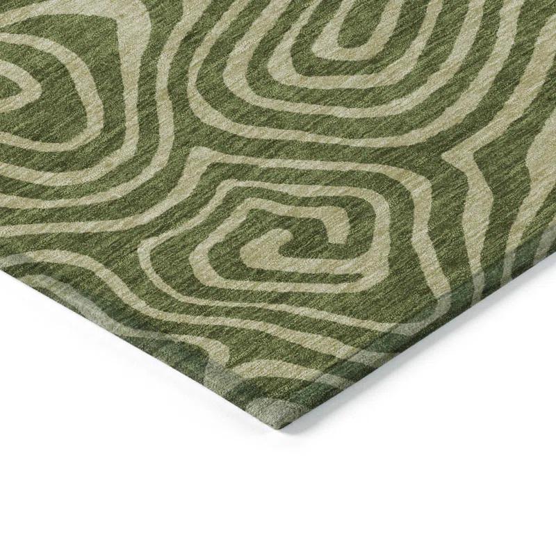 Machine Washable Indoor/Outdoor Chayden ACN1020 Olive Rug
