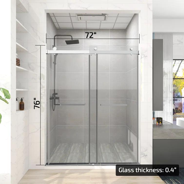 HHK HOME 60'' W 76'' H Frameless Rectangle Shower Enclosure HHKSS04-CH-6076