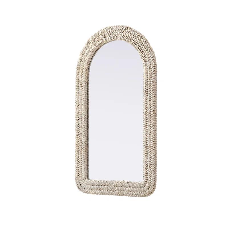 Beachcrest Home™ Dennard Arch Cornhusk Mirror in Linen White