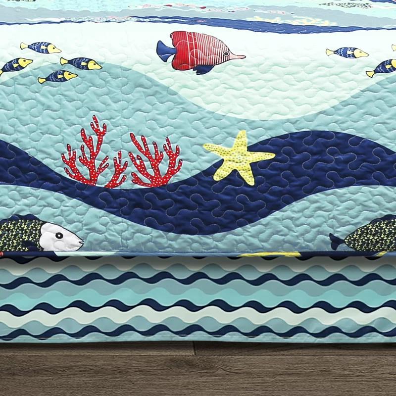 Blue Ocean Life Cotton Twin Daybed Cover Set