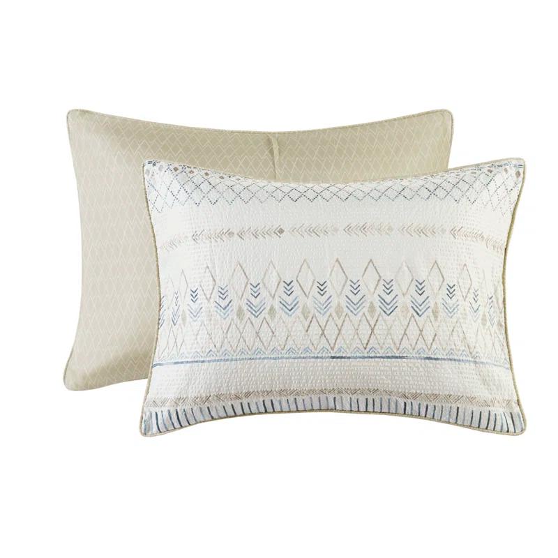 Madison Park Fraser 5 Piece Printed Seersucker Comforter Set with Throw Pillows