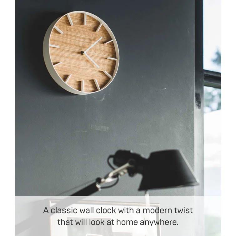 Rin Yamazaki Home Wall Clock, Modern Wood Home Decoration, Steel + Wood, Step Motion Second