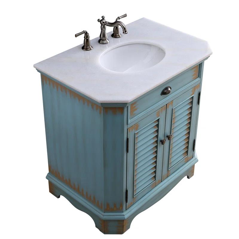 Highland Dunes Kaul 32'' Single Bathroom Vanity with Marble Top