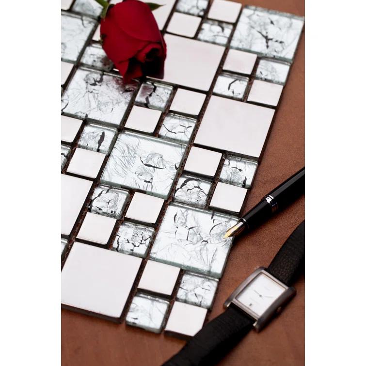 Rousha Random Sized Glass Random Mosaic Wall & Floor Tile