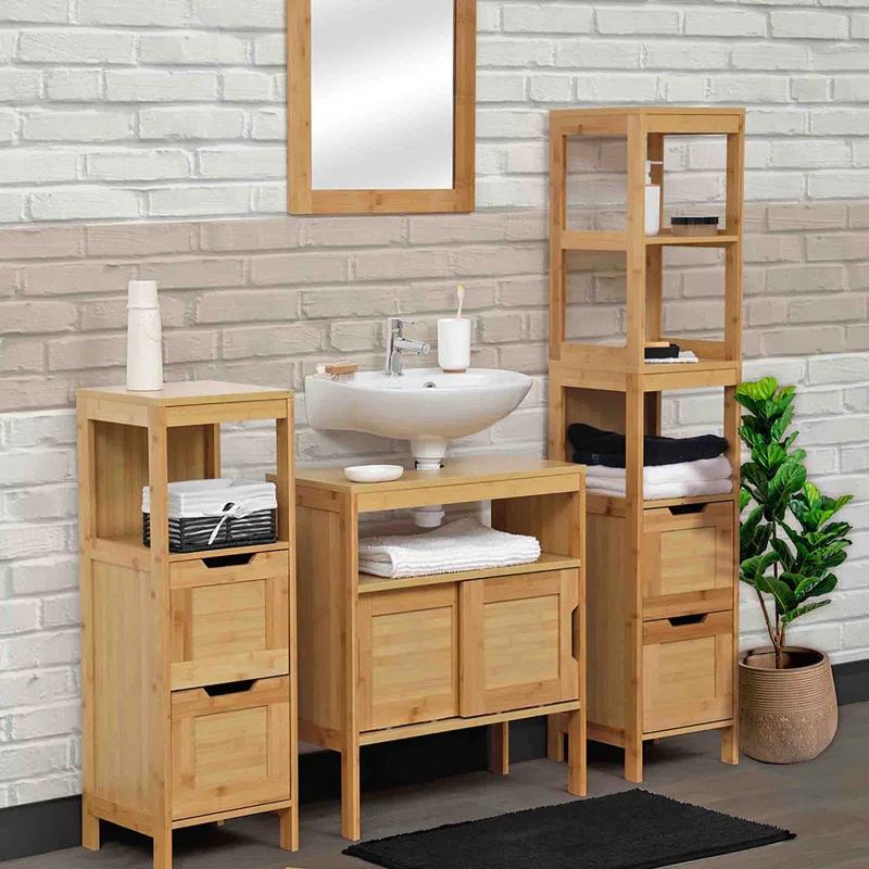 Evideco Miami Tilt-Out Cabinet Laundry Hamper with Basket and Shelves