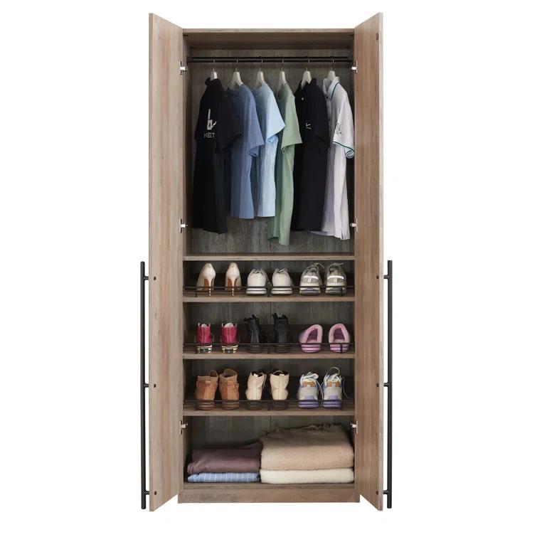 Manhattan Comfort Lee Freestanding Wardrobe Closet 3.0 with 1 Hanging Rod, 3 Shoe Shelves, and 1 Basic Shelf