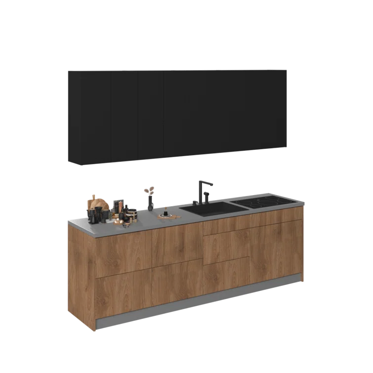 WALLKITCHENS FK-FUSION 103'' W x 96'' H Medium Density Fiberboard (MDF) Kitchen Cabinet Set Ready-to-Assemble