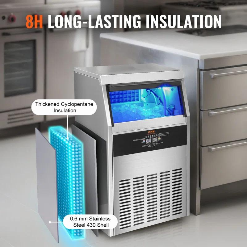 VEVOR VEVOR 100 Lb. Daily Production Cube Clear Ice Freestanding Ice Maker