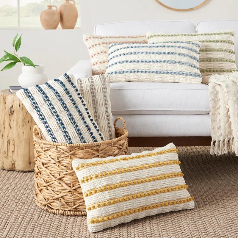 Mina Victory GC384-012020 Textured Cotton Blend Throw Pillow