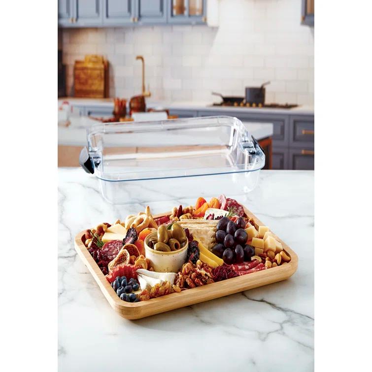Farberware Farberware Build-A-Board 11 x 14 in. Bamboo Charcuterie Board With Locking Lid
