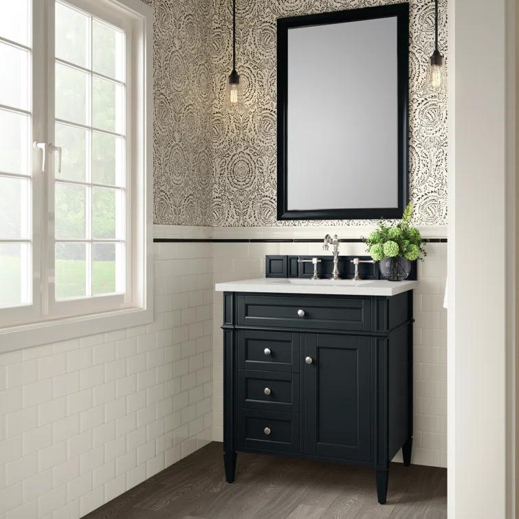 30 in. Single Vanity, Black Onyx with 3 cm Lime Delight Quartz Top