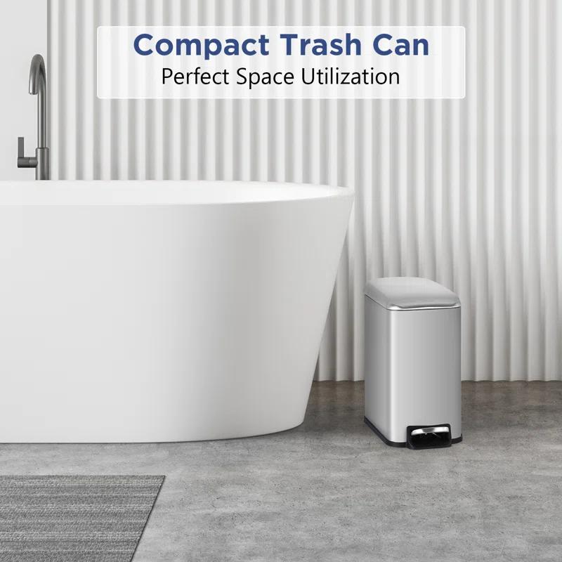 FDW Bathroom Trash Can With A Lid 1.3 Gallon  (5 L) Small Trash Bin Step Pedal Garbage Can With Removable Bucket Slim For Small Spaces For Bathroom,Bedroom,Kitchen,Office