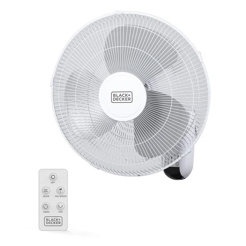 BLACK+DECKER BFP Series BLACK+DECKER 16" Wall Fan with Remote Control, Oscillating Fan with 3 Speed Settings