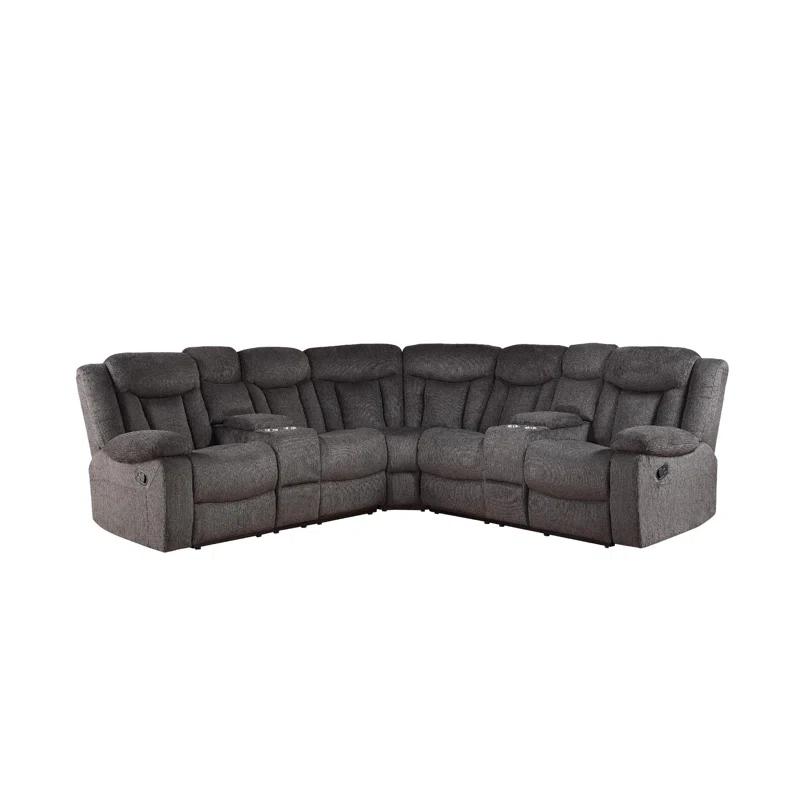Wade Logan® Agatino Contemporary Motion Sectional Sofa with Storage and Cup-Holder in Dark Brown