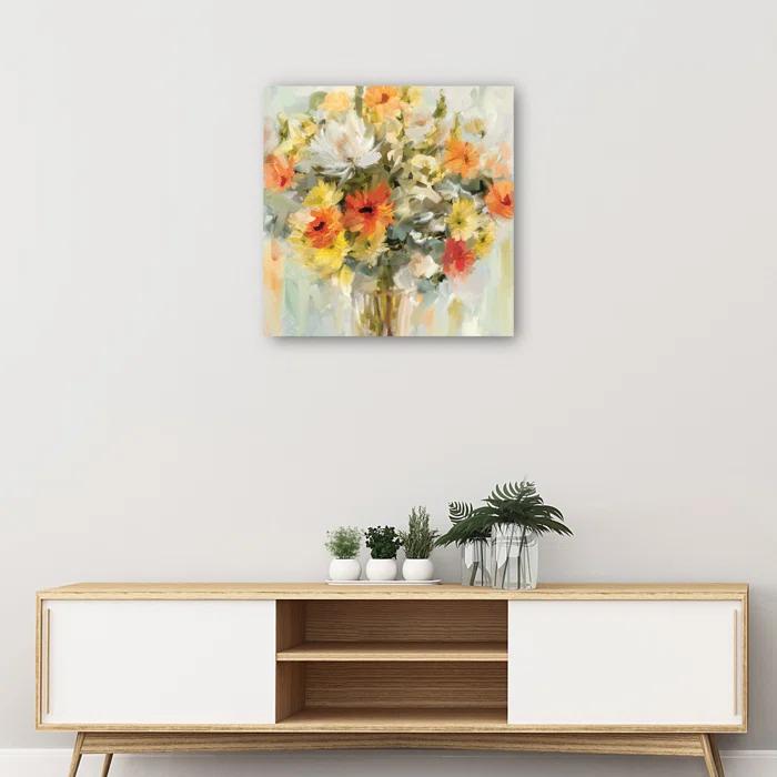 Red Barrel Studio® Mason Jar Flowers by Studio Arts Canvas Art Print