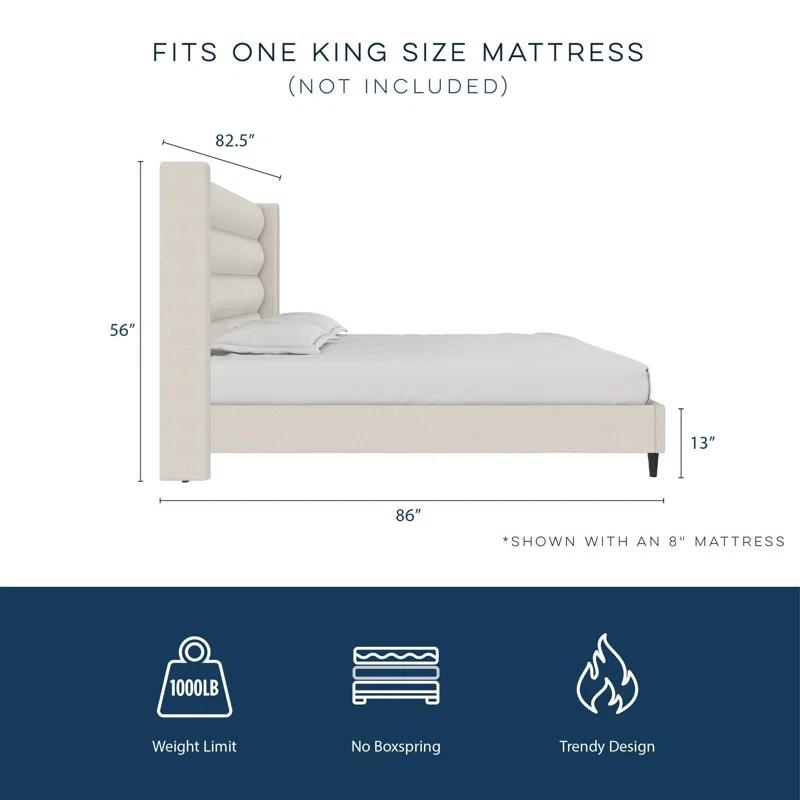 Novogratz Louis King Upholstered Wingback Bed