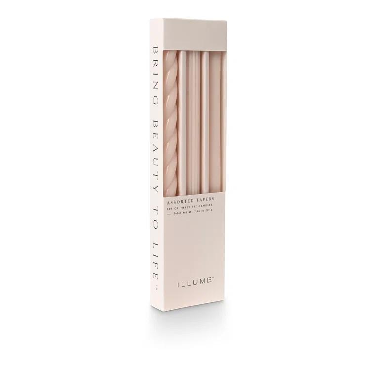 ILLUME Beautifully Done Unscented Assorted Candle Tapers 3-Pack