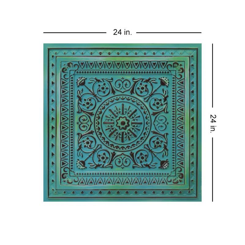 uDecor Marseille 24'' W Textured PVC Drop-In Ceiling Tile In Antique Gold (Set of 10)