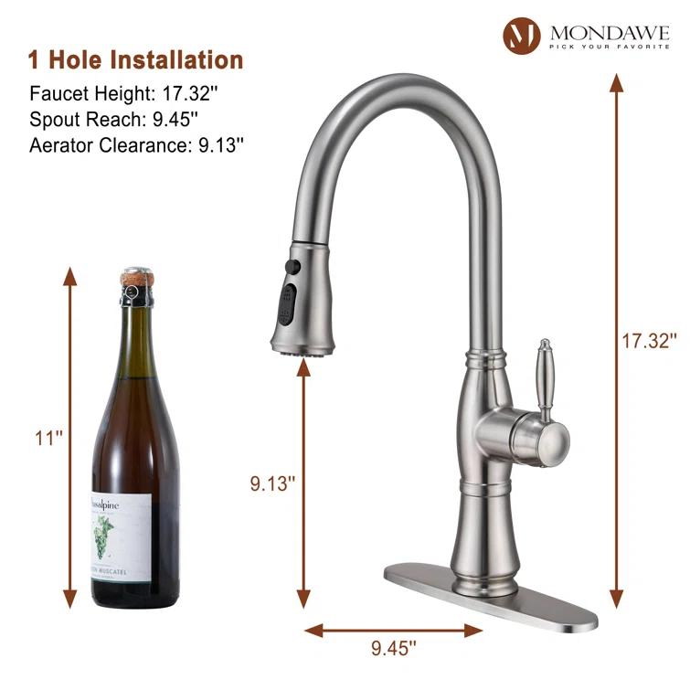 mondawe Mondawe Pull Down Kitchen Faucet MD-D48-BN