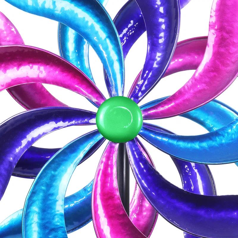 Exhart Exhart Kinetic Double Pinwheel Spinner Garden Stake, 24 by 84 Inches