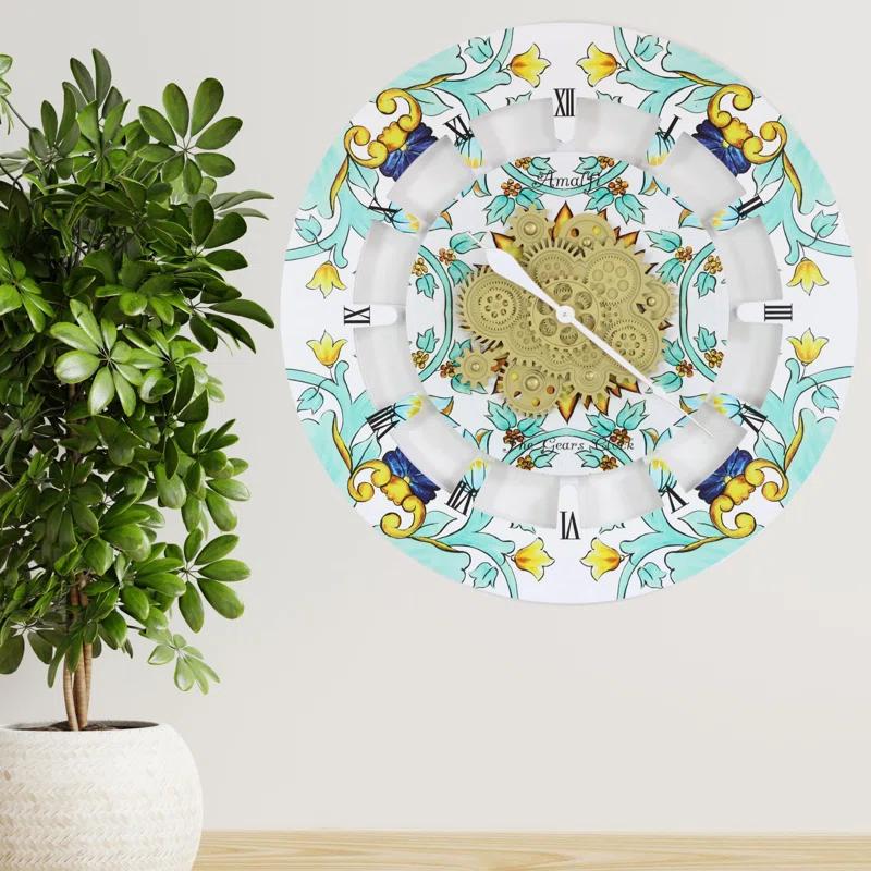 The Gears Clock Wall Clock Oversized 36" for Living Room with Real Moving Gears Italy Style | Wayfair