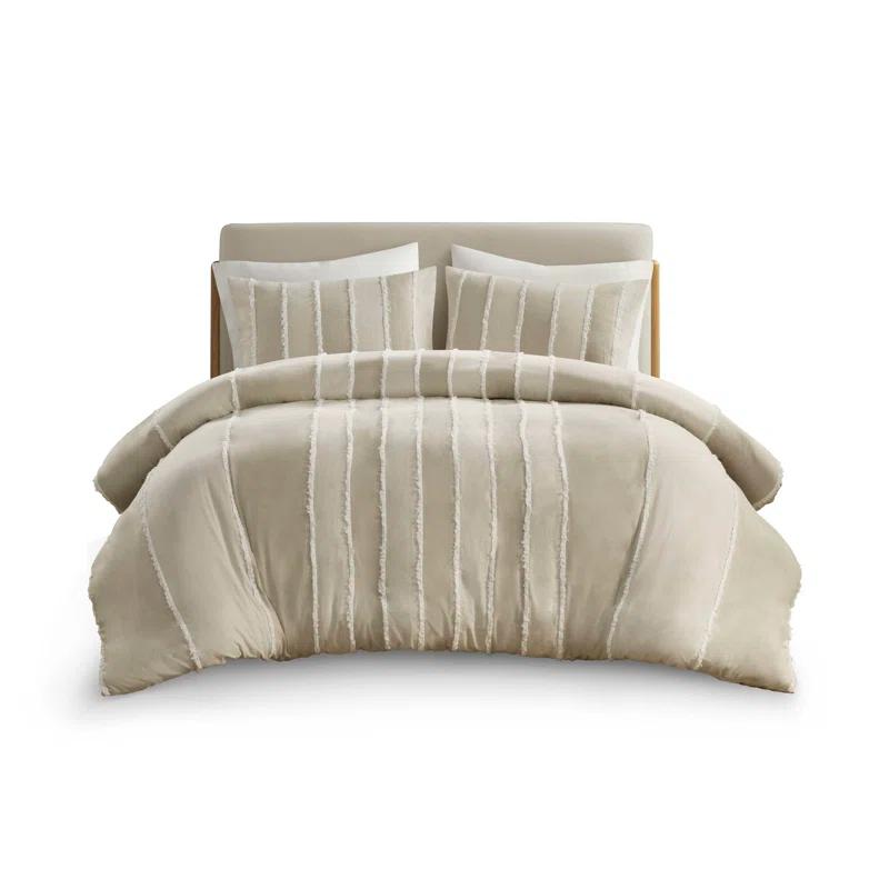 INK+IVY Shay 3 Piece Striped Cotton Duvet Cover Set