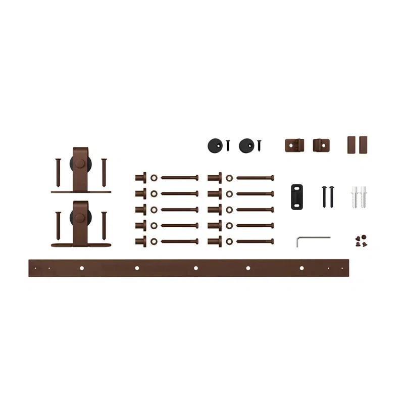 American Pro Decor Solid Steel Mini Sliding Rolling Barn Door Hardware Kit for Single Wood Doors