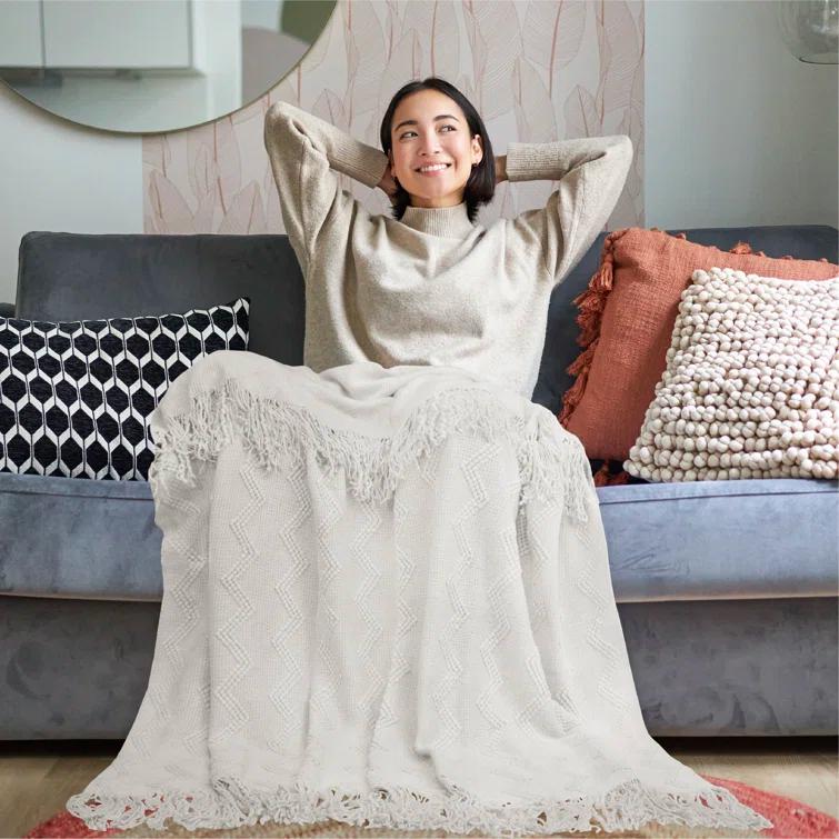 Pavilia Soft Knitted Throw Blanket for Couch, Light Pink, 50x60 & Reviews | Wayfair