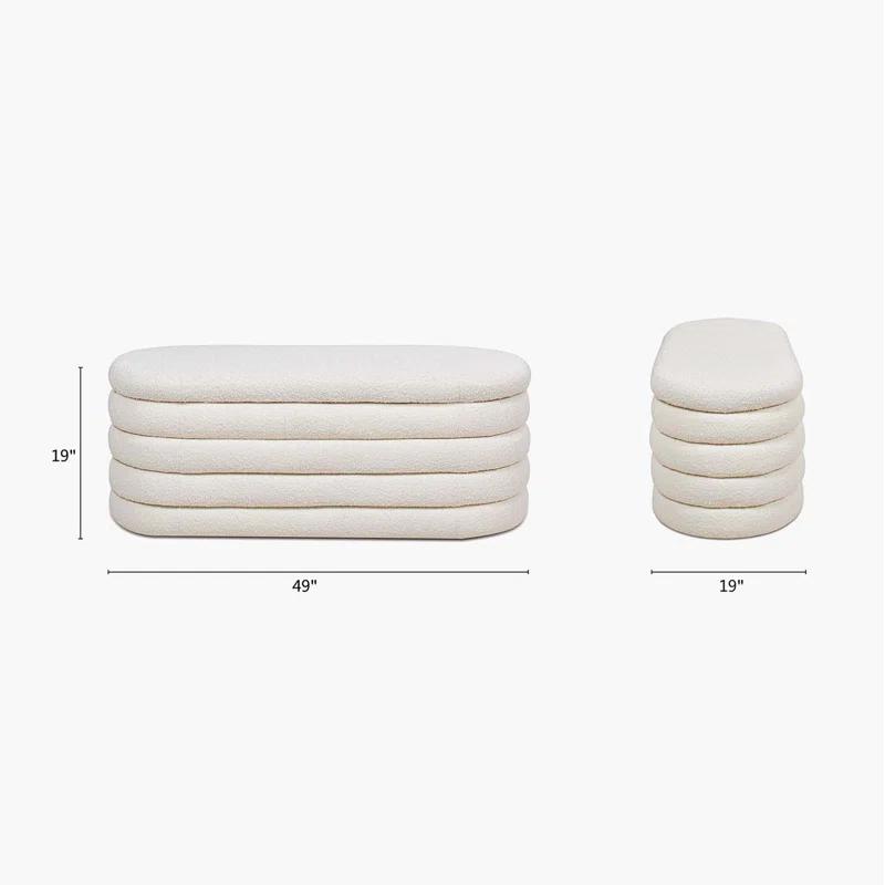 Everly Quinn Boucle Upholstered Storage Bench