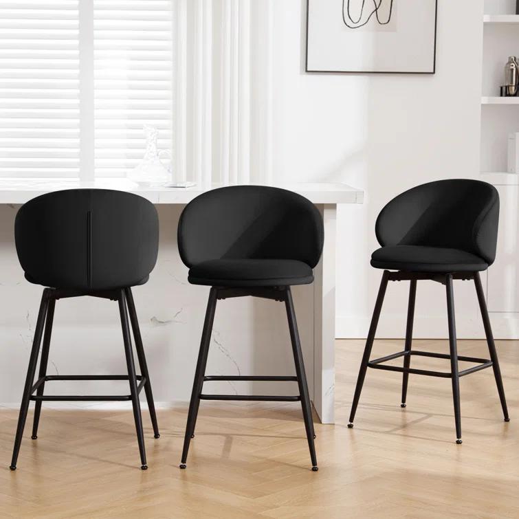 Corrigan Studio® Swivel Upholstered Counter Height Bar Stools (Set of 2)