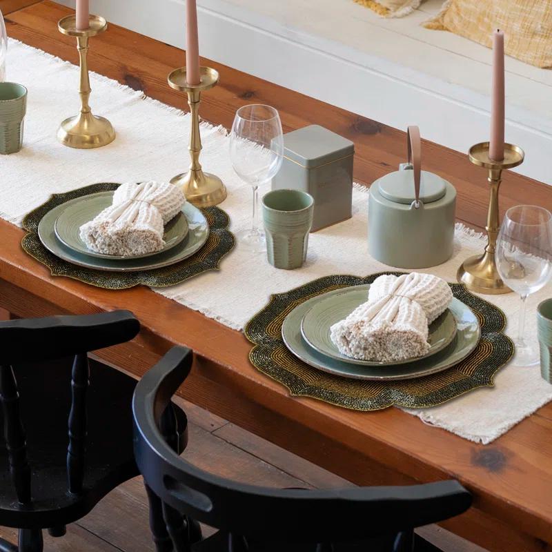 Decozen Decozen Beaded Placemats for Dining Table - Set 6-14 Inches for Kitchen Decor Scratch Heat Resistant Charger Durable Tablemats (Set of 6)